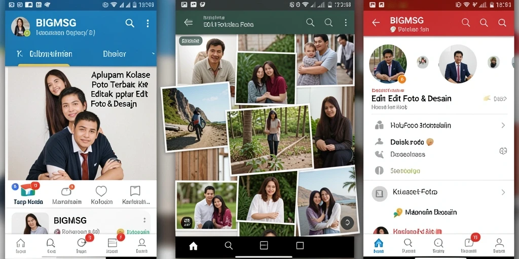 Tampilan antarmuka pengguna BIGMSG untuk kolase foto yang menarik.