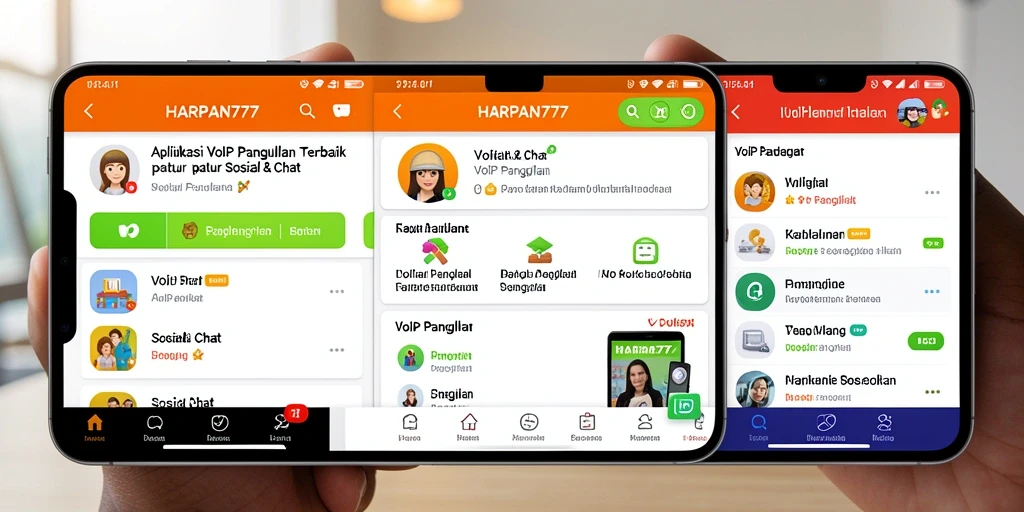 Antarmuka aplikasi HARAPAN777 untuk VoIP Panggilan yang user-friendly.