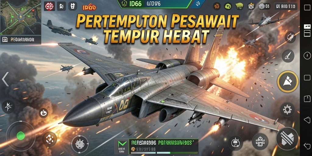 Tampilan antarmuka pertempuran pesawat yang menarik dan fungsional.