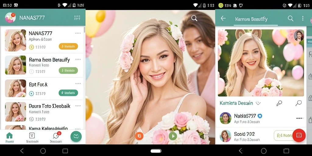 Antarmuka NANAS777 yang menawan untuk edit foto dengan efek beautification.