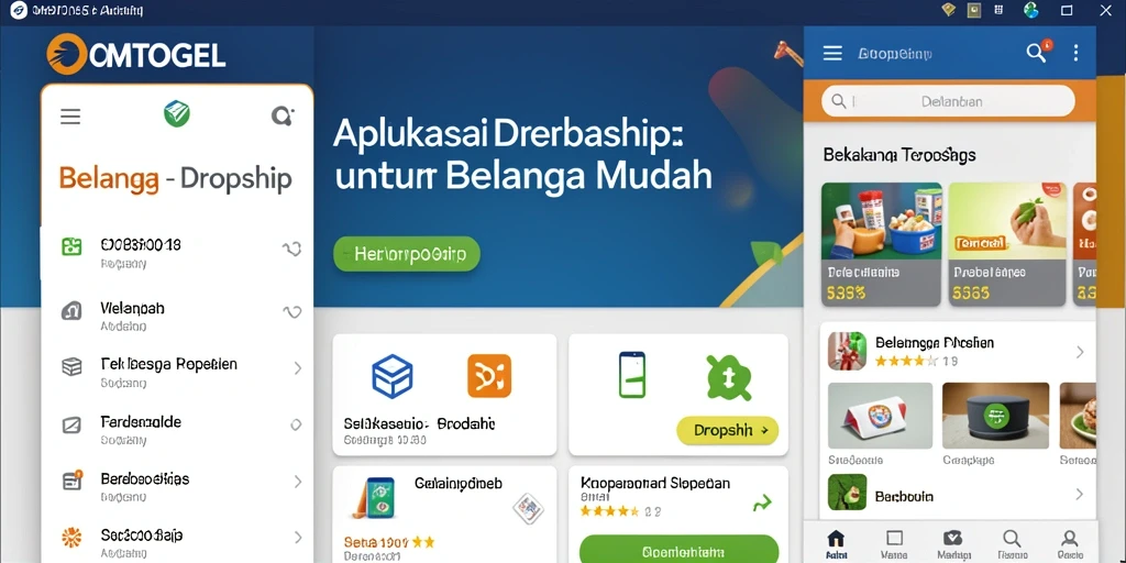 Tampilan aplikasi OMTOGEL yang ramah pengguna dan fungsi Dropship.