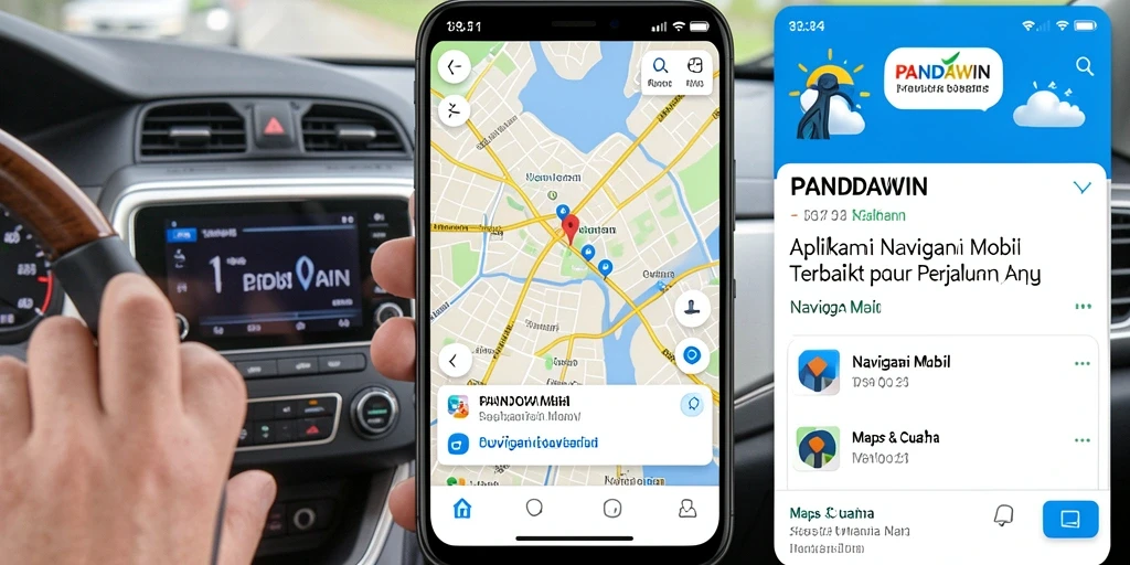 Antarmuka aplikasi PANDAWIN yang mudah digunakan untuk navigasi mobil.